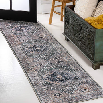 Alacati Ogee Medallion Washable Area Rug